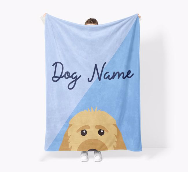 Peeking Name: Personalized {breedFullName} Premium Sherpa Fleece Blanket